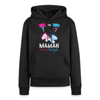 Maman t'aime tres fort futur maman d'amour - Sweat à capuche Premium bio Femme - noir - Devant - Julia (174cm)