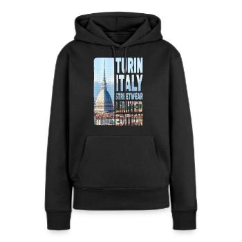 Turin Turin Turin Italie Ville Skyline Accueil Amour - Sweat à capuche Premium bio Femme - noir - Devant - Julia (174cm)