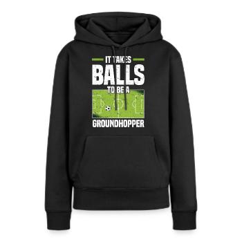 Idée cadeau de nettoyage | Stade de football Sports - Sweat à capuche Premium bio Femme - noir - Devant - Julia (174cm)