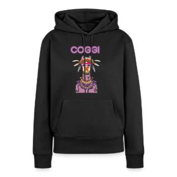 COGGI ABORIGENE - Sweat à capuche Premium bio Femme - noir - Devant - Julia (174cm)