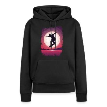 SK8R | | lune | de skateboard Patinage - Sweat à capuche Premium bio Femme - noir - Devant - Julia (174cm)