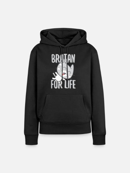 Bratan Katze Kater grau Geschenk - Frauen Premium Bio Hoodie - Schwarz
