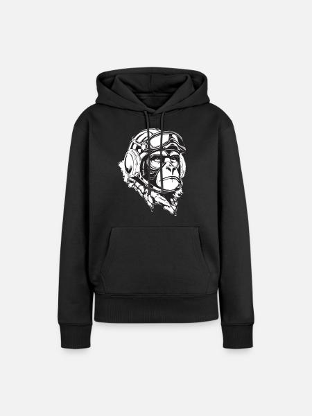 detaillierter Gorilla - Frauen Premium Bio Hoodie - Schwarz