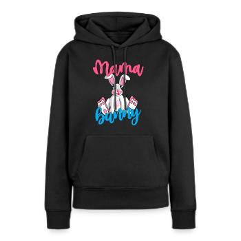 Mama banny, Ostern Hase für Frauen mit Spruch - Frauen Premium Bio Hoodie - Schwarz - Vorne - Julia (174cm)