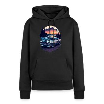 Voiture de sport - Sweat à capuche Premium bio Femme - noir - Devant - Julia (174cm)