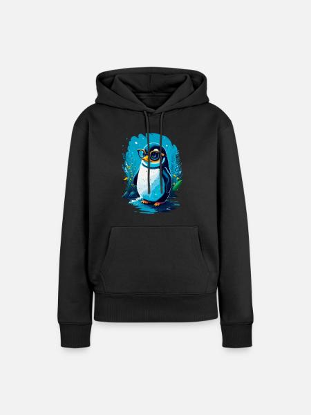Niedlicher Pinguin - Frauen Premium Bio Hoodie - Schwarz