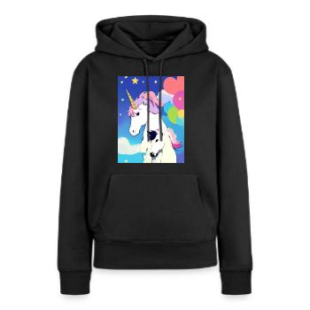 Maman + Licorne enfant - Sweat à capuche Premium bio Femme - noir - Devant - Julia (174cm)