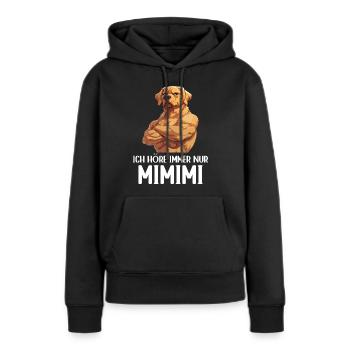 Chien Chiens Je n’entends que Mimimi - Sweat à capuche Premium bio Femme - noir - Devant - Julia (174cm)