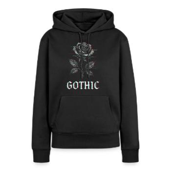 Rose gothique avec effet glitch - Sweat à capuche Premium bio Femme - noir - Devant - Julia (174cm)