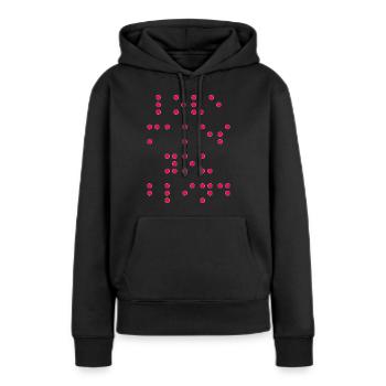Love_makes_you-- - Sweat à capuche Premium bio Femme - noir - Devant - Julia (174cm)