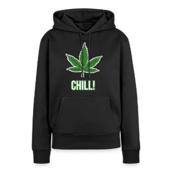 Feuille de chanvre - Sweat à capuche Premium bio Femme - noir - Devant - Julia (174cm)