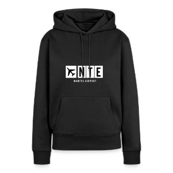 FLUGHAFEN NANTES - NTE - Frauen Premium Bio Hoodie - Schwarz - Vorne - Julia (174cm)