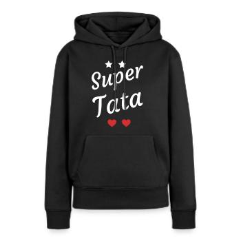 Super Tata cadeau - Sweat à capuche Premium bio Femme - noir - Devant - Julia (174cm)