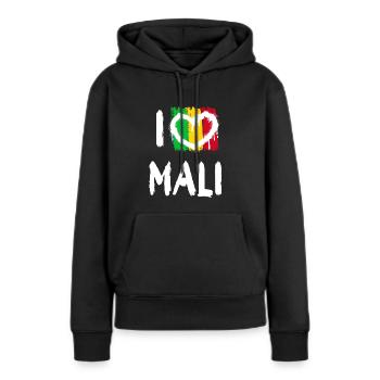 J’aime Mali / J’aime Mali Pays Pays - Sweat à capuche Premium bio Femme - noir - Devant - Julia (174cm)
