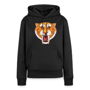 Urzeit Säbelzahntiger - Frauen Premium Bio Hoodie - Schwarz - Vorne - Julia (174cm)