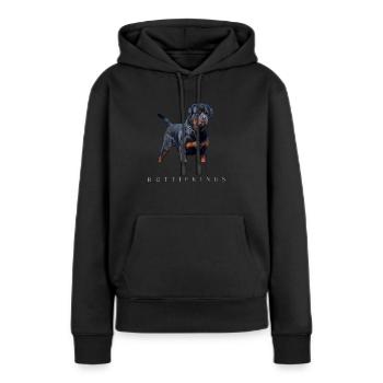 Rottweiler avec une attitude imposante - Rottiekings - Sweat à capuche Premium bio Femme - noir - Devant - Julia (174cm)