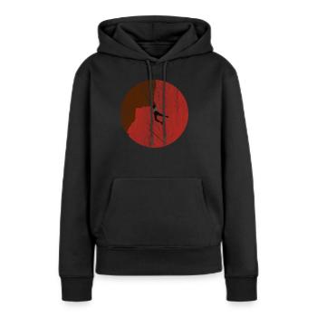 Beim Klettern am Felsen - Frauen Premium Bio Hoodie - Schwarz - Vorne - Julia (174cm)
