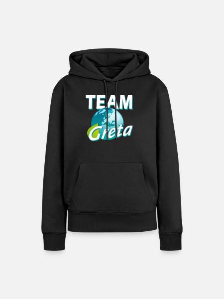 TEAM Greta - Frauen Premium Bio Hoodie - Schwarz