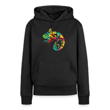 Chamäleon Maori Stil Tribal Tattoo Geschenkidee - Frauen Premium Bio Hoodie - Schwarz - Vorne - Julia (174cm)