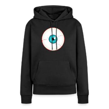 Globe de l’œil / eye-ball bleu turquoise (DDP) - Sweat à capuche Premium bio Femme - noir - Devant - Julia (174cm)