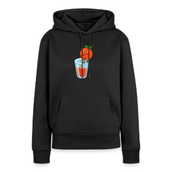 Tee shirt Funny Orange Juice Meme avec un cadeau orange - Sweat à capuche Premium bio Femme - noir - Devant - Julia (174cm)