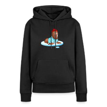 Hipster Walross | ⚓ Nordisch | Hanseatisch - Frauen Premium Bio Hoodie - Schwarz - Vorne - Julia (174cm)