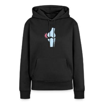 Douleur au genou - Sweat à capuche Premium bio Femme - noir - Devant - Julia (174cm)