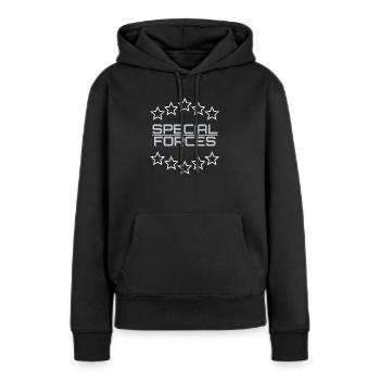 SPECIALFORCES - Frauen Premium Bio Hoodie - Schwarz - Vorne - Julia (174cm)