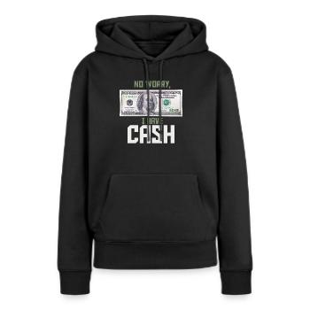 Pas de souci, j'ai de l'argent liquide Franklin 100 dollars - Sweat à capuche Premium bio Femme - noir - Devant - Julia (174cm)