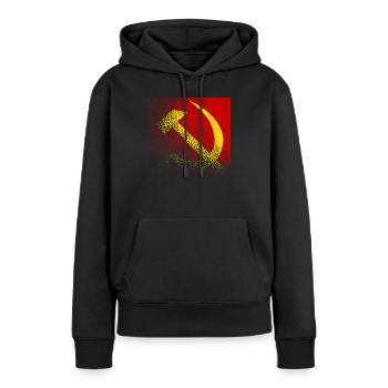 communisme - Sweat à capuche Premium bio Femme - noir - Devant - Julia (174cm)