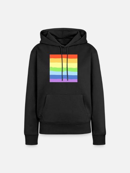 Regenbogen Pride - Frauen Premium Bio Hoodie - Schwarz