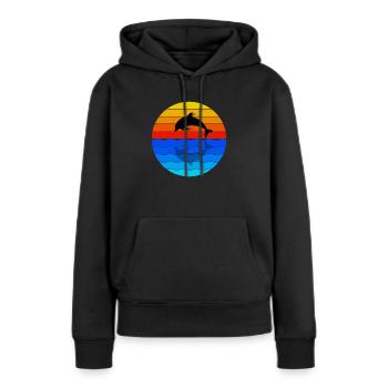 Delphin, Ich liebe Delphin - Frauen Premium Bio Hoodie - Schwarz - Vorne - Julia (174cm)