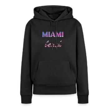 miami beach - Sweat à capuche Premium bio Femme - noir - Devant - Julia (174cm)