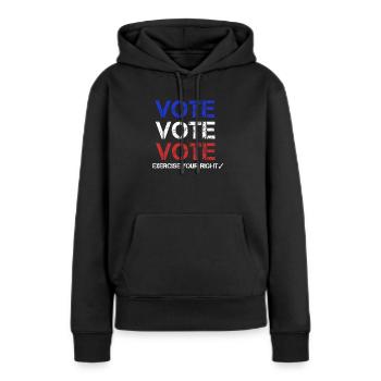 Vote Vote Vote - Sweat à capuche Premium bio Femme - noir - Devant - Julia (174cm)