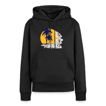 Palm Sunset - Sweat à capuche Premium bio Femme - noir - Devant - Julia (174cm)