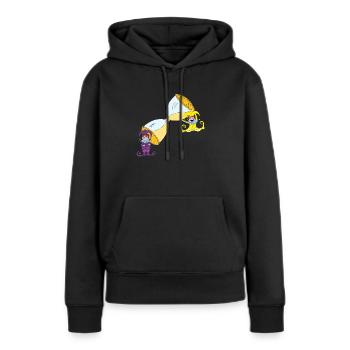 Les lutins - Sweat à capuche Premium bio Femme - noir - Devant - Julia (174cm)