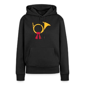 Horn - Frauen Premium Bio Hoodie - Schwarz - Vorne - Julia (174cm)
