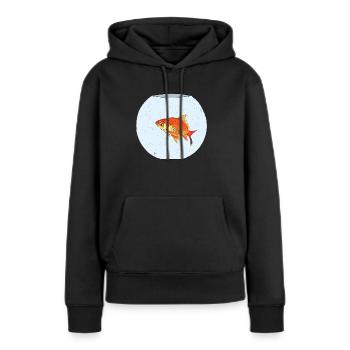 Poisson rouge - Sweat à capuche Premium bio Femme - noir - Devant - Julia (174cm)