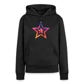 Étoile colorée - Sweat à capuche Premium bio Femme - noir - Devant - Julia (174cm)