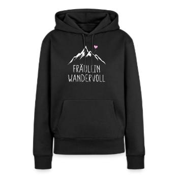 Fräulein Wandervoll Wandern Trekking Damen - Frauen Premium Bio Hoodie - Schwarz - Vorne - Julia (174cm)