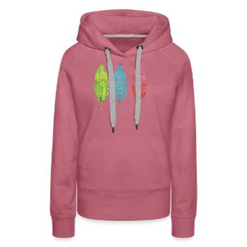 Drei zarte Federn - Frauen Premium Bio Hoodie - Malve - Vorne - Isabella (175cm)