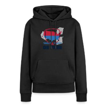 Soyez libre Amérique - Sweat à capuche Premium bio Femme - noir - Devant - Julia (174cm)