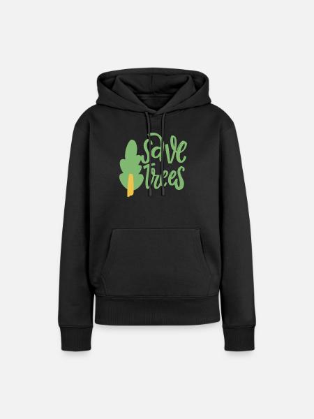 Bäume retten - Frauen Premium Bio Hoodie - Schwarz
