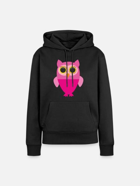 Rosa Eule - Frauen Premium Bio Hoodie - Schwarz