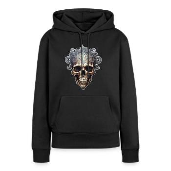 Goth Gothique Crâne Mystique Horreur Crâne - Sweat à capuche Premium bio Femme - noir - Devant - Julia (174cm)