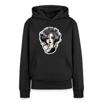 Goth Girl Gothic Rote Blume Horror Böser Blick - Frauen Premium Bio Hoodie - Schwarz - Vorne - Julia (174cm)