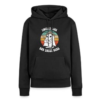 Halloween Ghost Funny Smells Like Boo Sheet Here - Women’s Premium Organic Hoodie - black - Front - Julia (174cm)