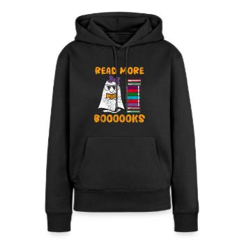 Halloween Bookish Ghost Read More Booooks - Women’s Premium Organic Hoodie - black - Front - Julia (174cm)
