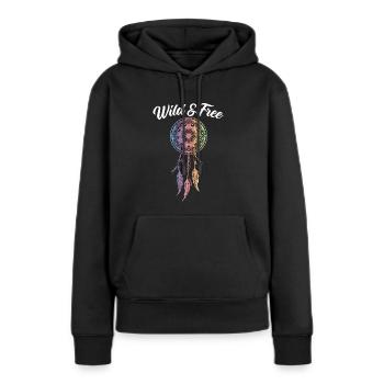 Wilde und freie indianische Ureinwohner - Frauen Premium Bio Hoodie - Schwarz - Vorne - Julia (174cm)