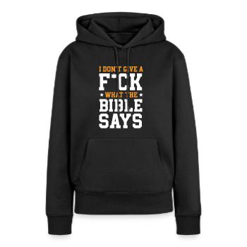 Agnosticisme Athéisme Anti-Religion Agnostique Diable - Sweat à capuche Premium bio Femme - noir - Devant - Julia (174cm)